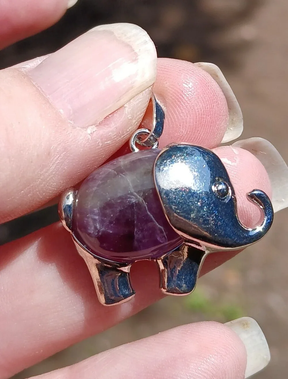 New Amethyst Silver Elephant Pendant.